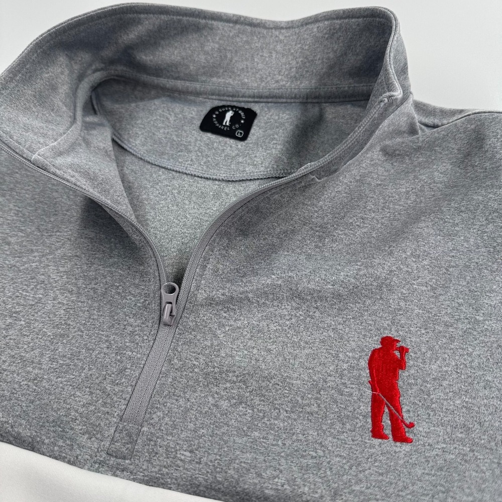 USAG U Suck at Golf MENS Gray Red White 1/4 Zip Golf Pullover SIZE LARGE
